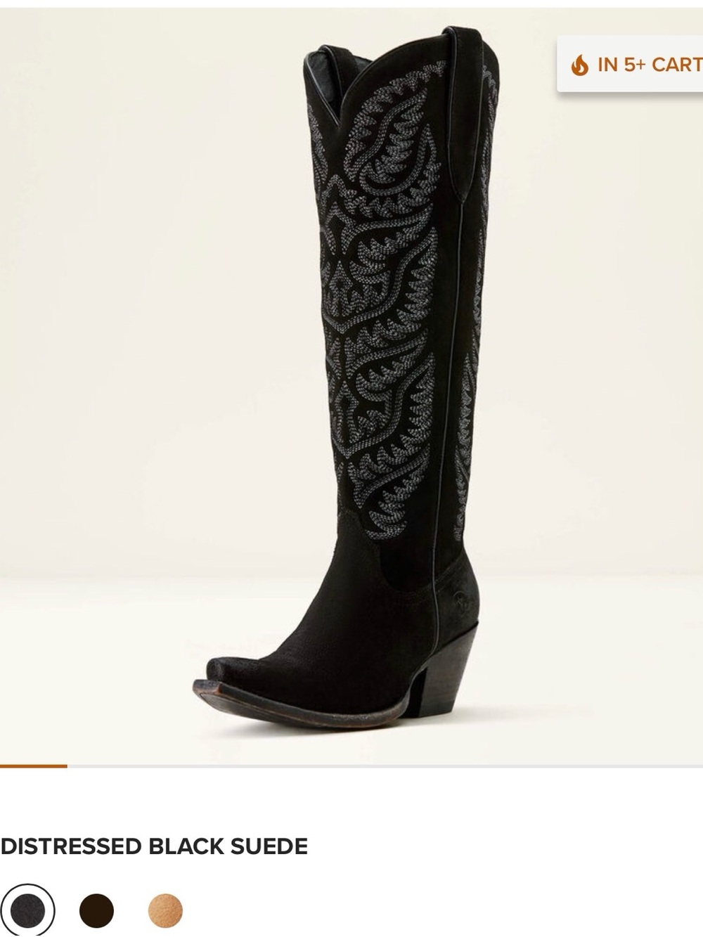 Ariat Black Suede Over-the-Knee Western Boot with Silver Stitching